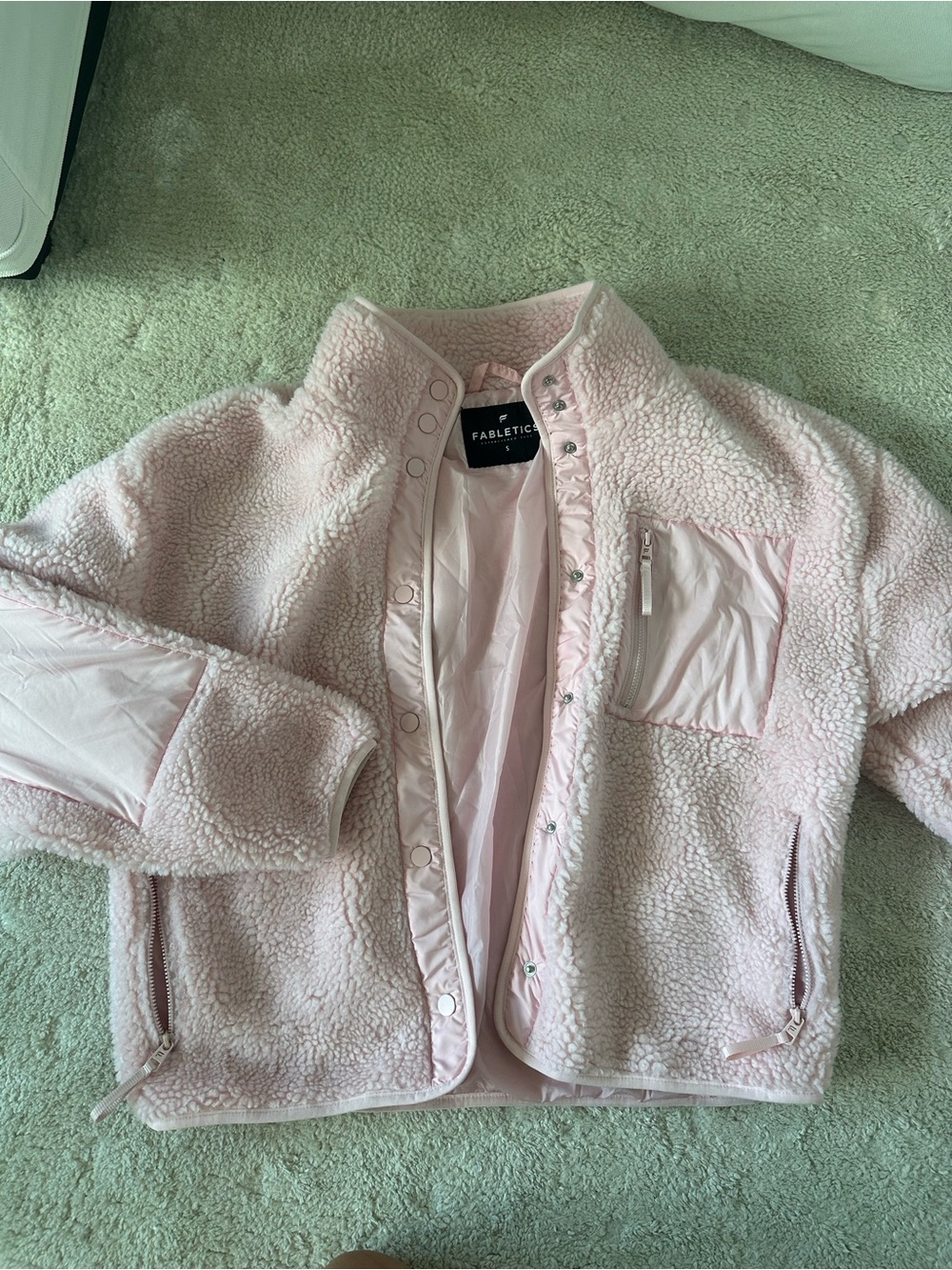Fabletics Teddy Pink Sherpa Jacket